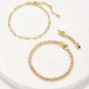 * Kendra Scott Courtney Gold Paperclip Bracelet Set Of 2 In White Crystal | Bracelets