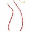 * Kendra Scott Jovie Gold Beaded Strand Necklace In Bronze Veined Red And Fuchsia Magnesite | Necklaces