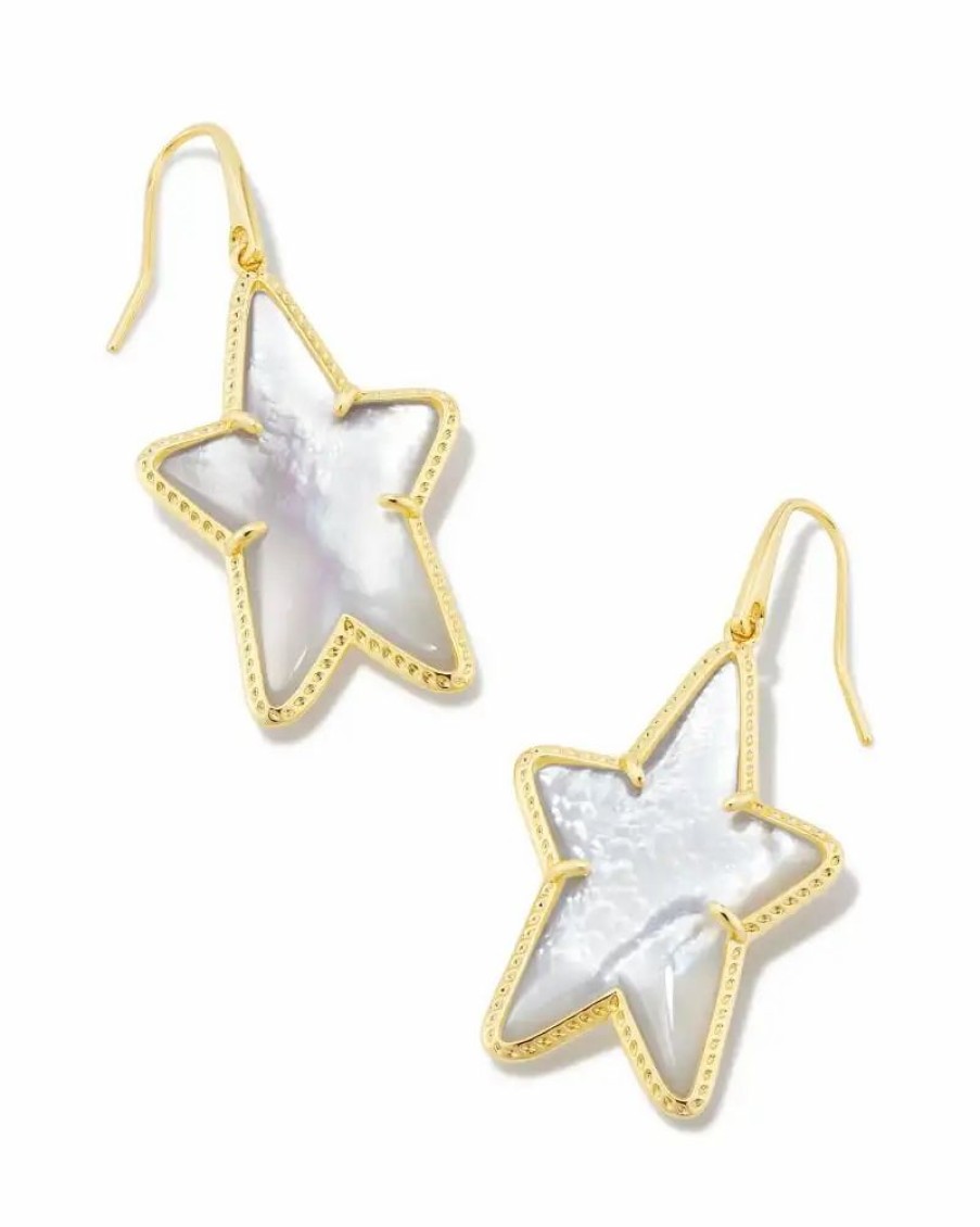 * Kendra Scott Ada Gold Star Drop Earrings In Ivory Mother-Of-Pearl | Earrings