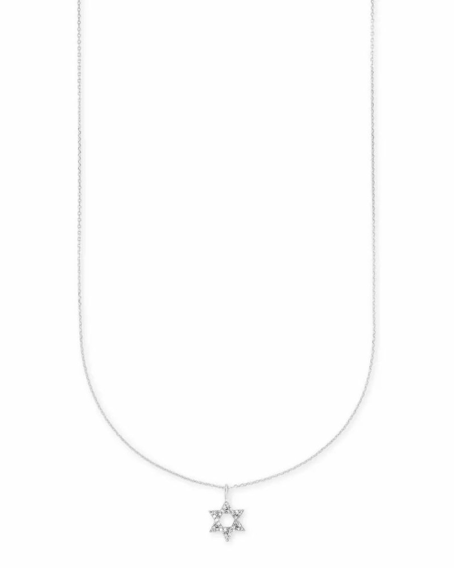 * Kendra Scott Star Of David 14K White Gold Pendant Necklace In White Diamonds | Necklaces