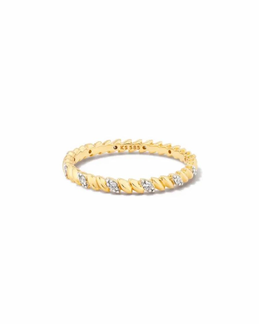 * Kendra Scott Tyler 14K Yellow Gold Band Ring In White Diamond | Rings