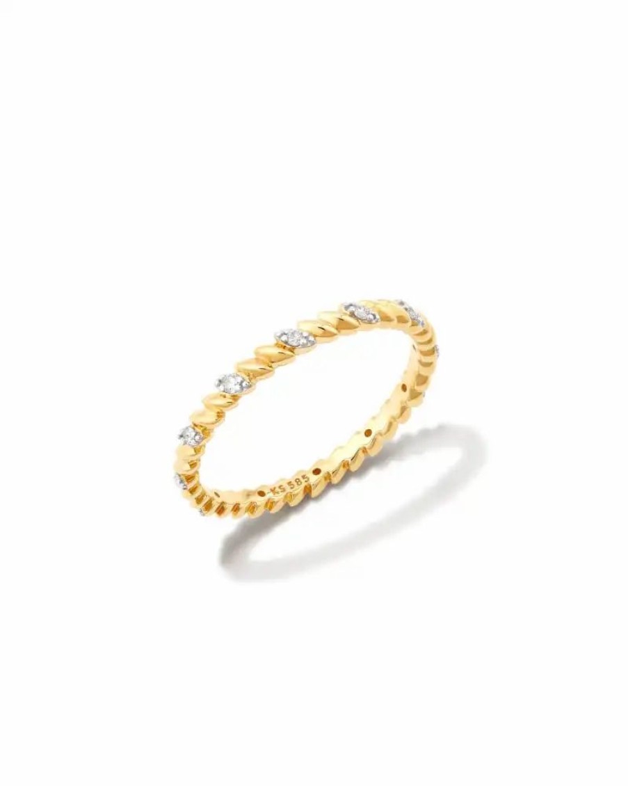 * Kendra Scott Tyler 14K Yellow Gold Band Ring In White Diamond | Rings