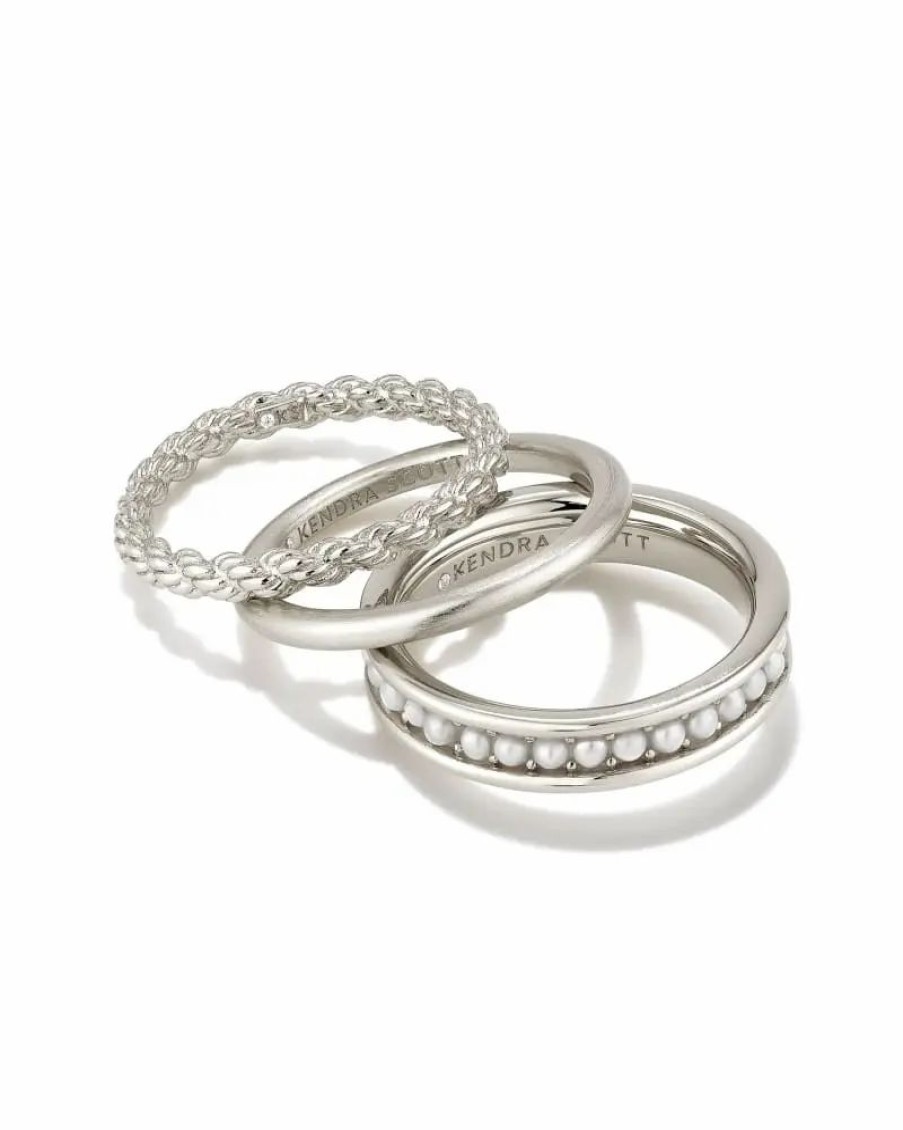 * Kendra Scott Arya Silver Ring Set In White Pearl | Rings