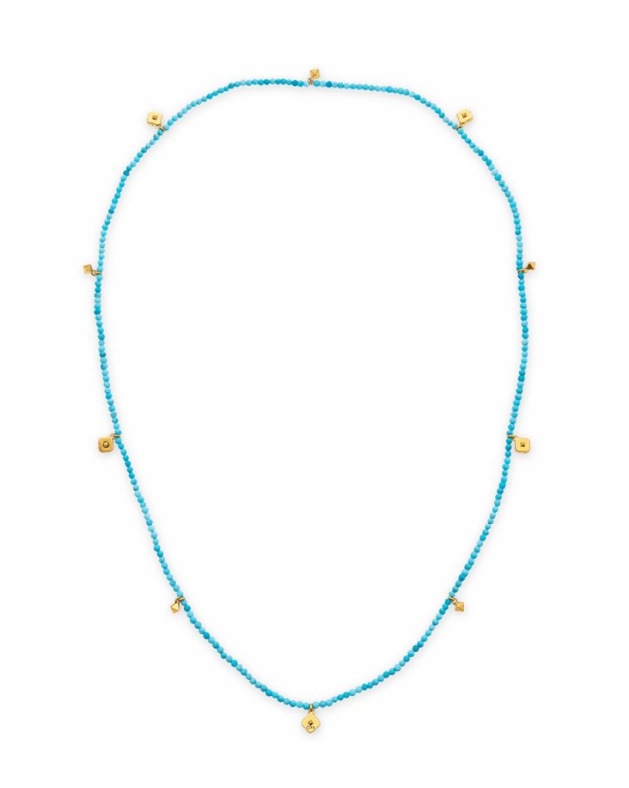 * Kendra Scott Britt Vintage Gold Convertible Stretch Necklace In Variegated Turquoise Magnesite | Necklaces