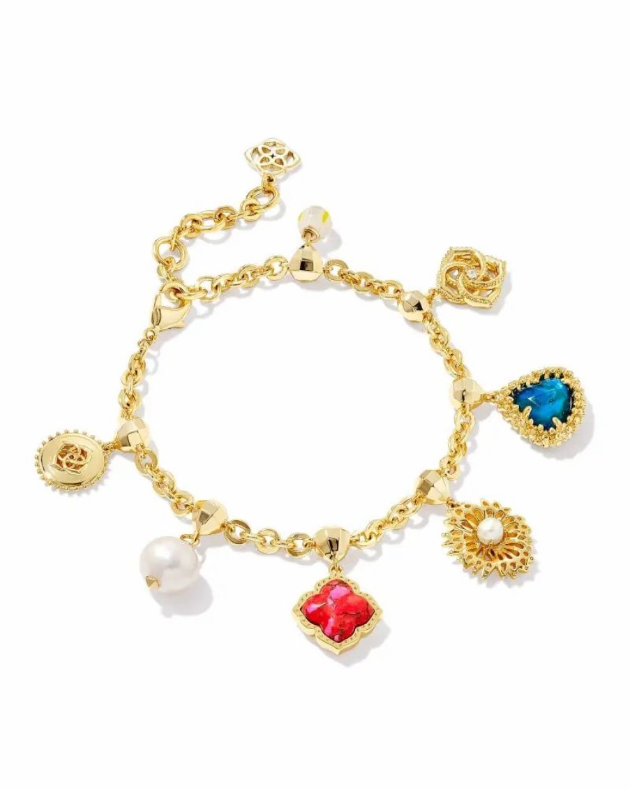 * Kendra Scott Brielle Gold Charm Bracelet In Multi Mix | Bracelets