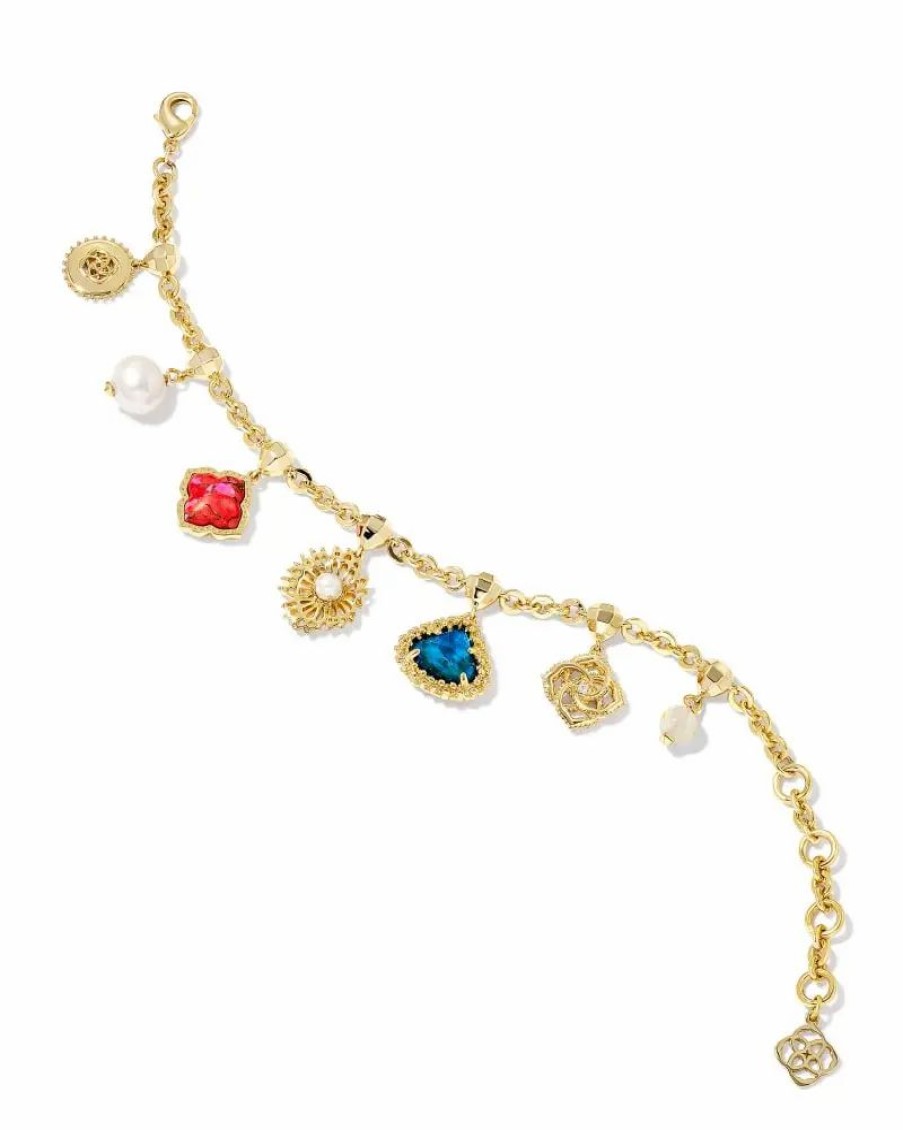 * Kendra Scott Brielle Gold Charm Bracelet In Multi Mix | Bracelets