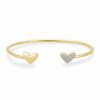 * Kendra Scott Ari Heart 18K Gold Vermeil Cuff Bracelet In White Diamond | Bracelets