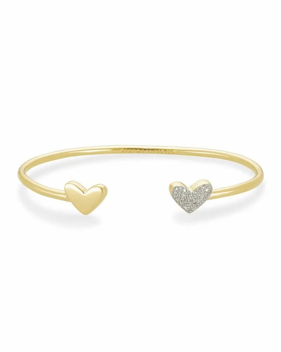 * Kendra Scott Ari Heart 18K Gold Vermeil Cuff Bracelet In White Diamond | Bracelets