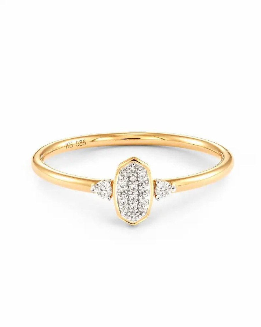 * Kendra Scott Marisa 14K Yellow Gold Band Ring In White Diamond | Rings