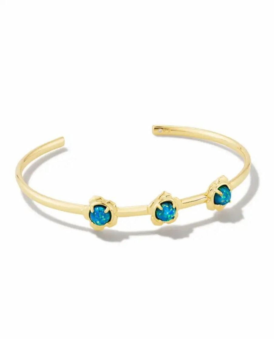 * Kendra Scott Susie Gold Cuff Bracelet In Marine Kyocera Opal | Bracelets