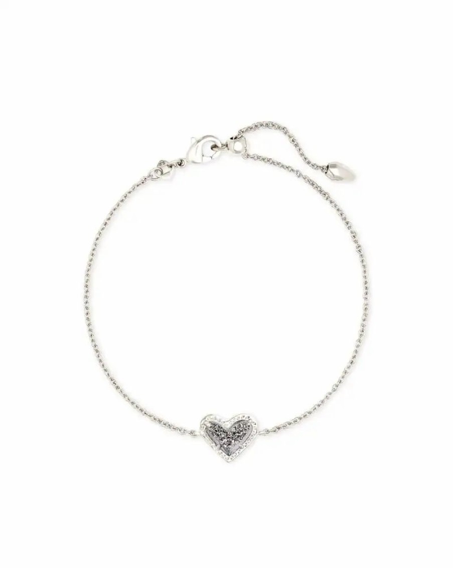 * Kendra Scott Ari Heart Silver Chain Bracelet In Platinum Drusy | Bracelets