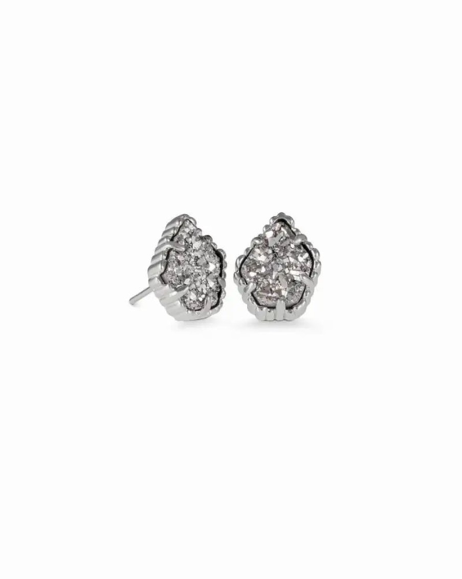 * Kendra Scott Tessa Silver Stud Earrings In Platinum Drusy | Earrings