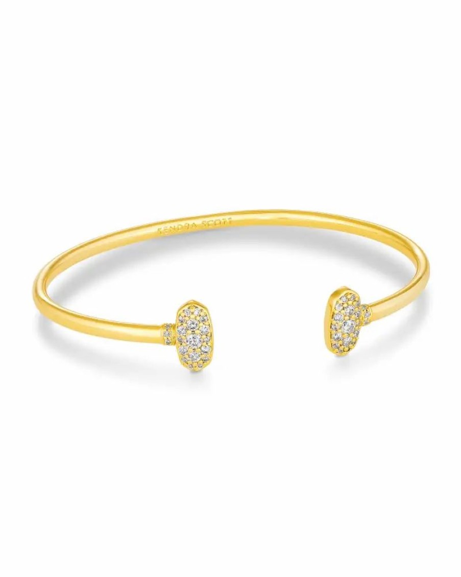 * Kendra Scott Grayson Gold Cuff Bracelet In White Crystal | Bracelets