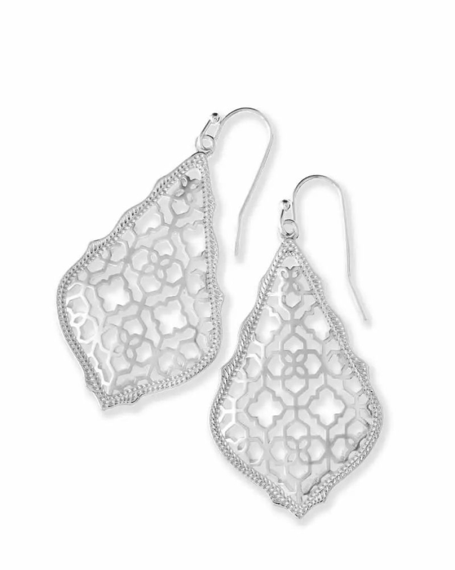 * Kendra Scott Addie Silver Drop Earrings In Silver Filigree Mix | Earrings