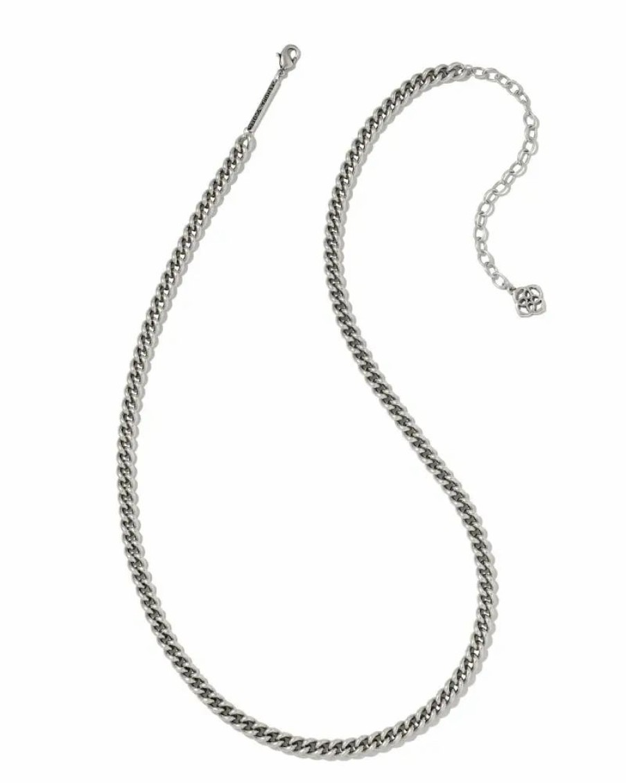 * Kendra Scott Ace Chain Necklace In Vintage Silver | Necklaces