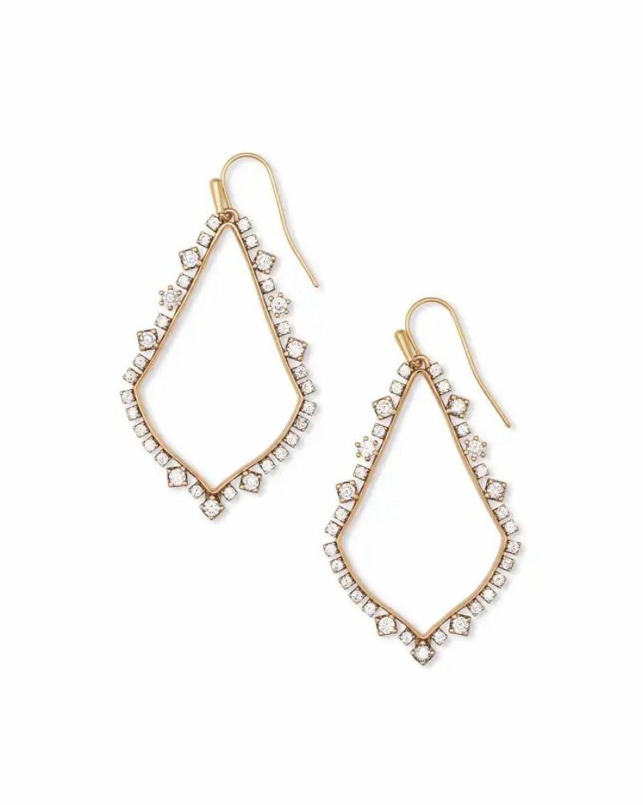 * Kendra Scott Sophee Crystal Drop Earrings In Vintage Gold | Earrings