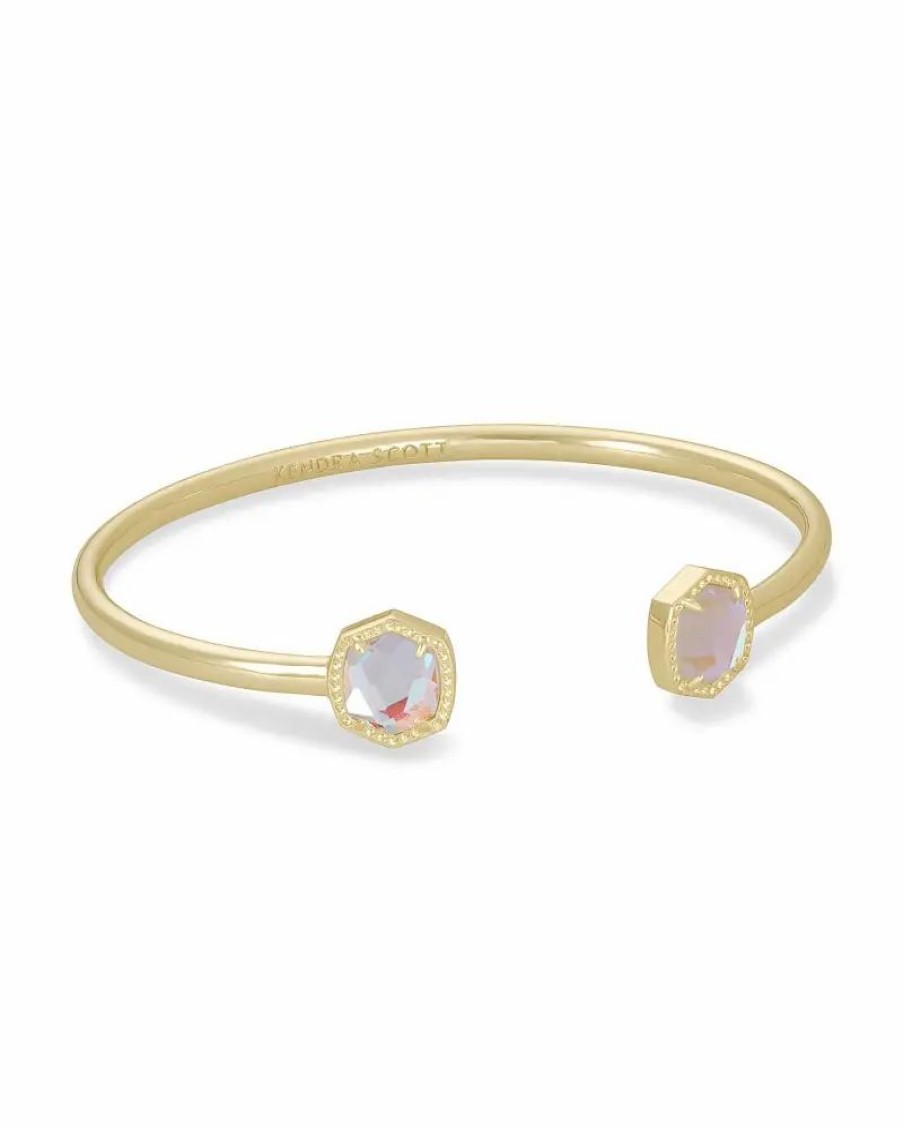 * Kendra Scott Davie Gold Cuff Bracelet In Dichroic Glass | Bracelets