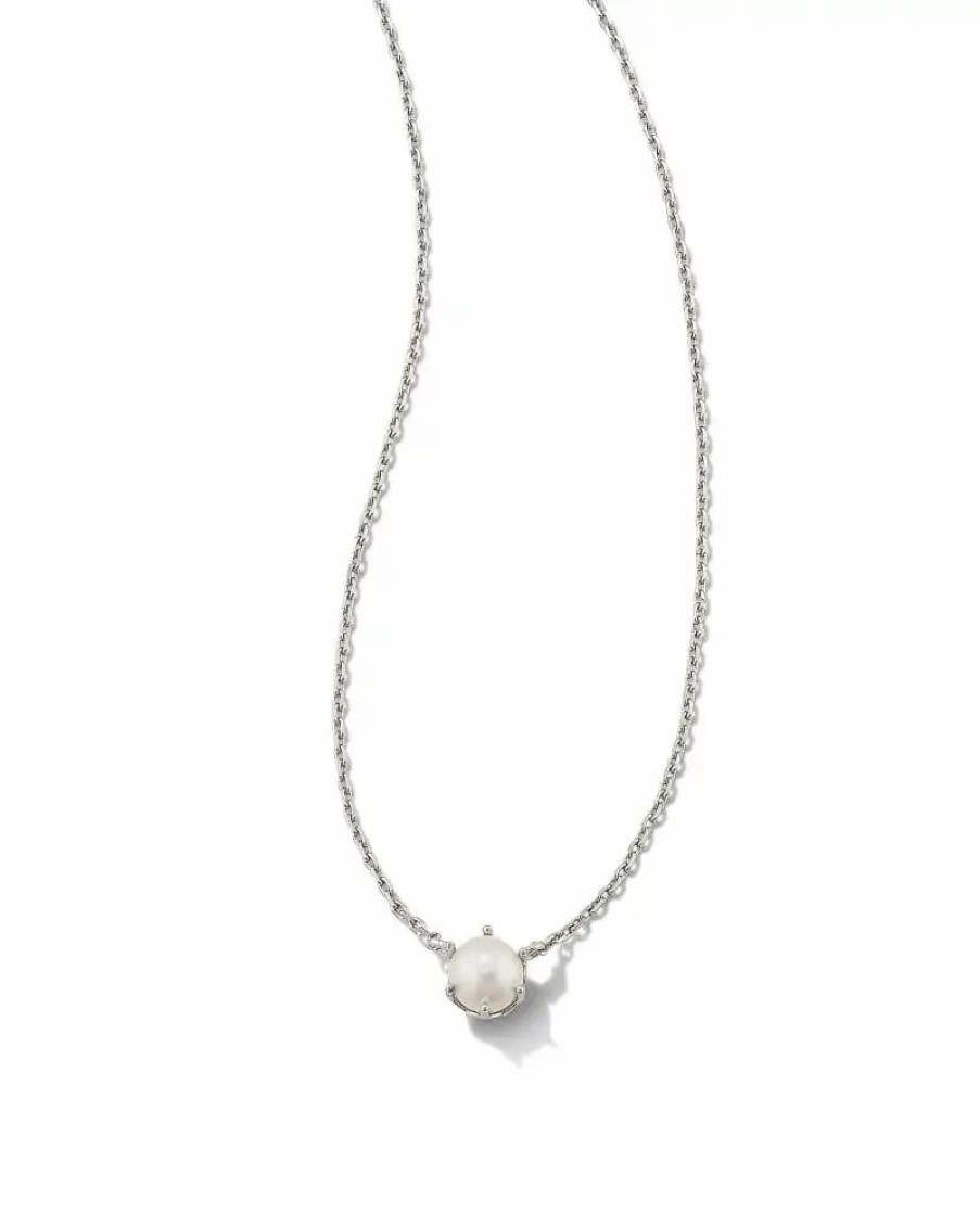 * Kendra Scott Arya Silver Pendant Necklace In White Pearl | Necklaces