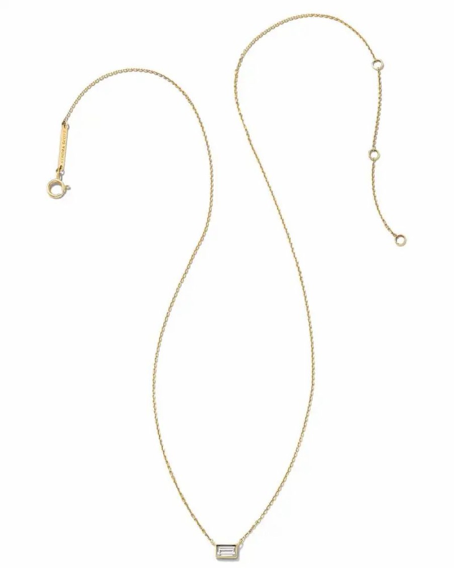 * Kendra Scott Isabella 14K Yellow Gold Pendant Necklace In White Diamond, .18Ct | Necklaces