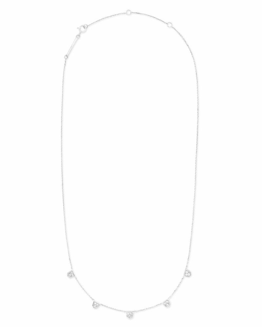 * Kendra Scott Shannon 14K White Gold Collar Necklace In White Diamond | Necklaces