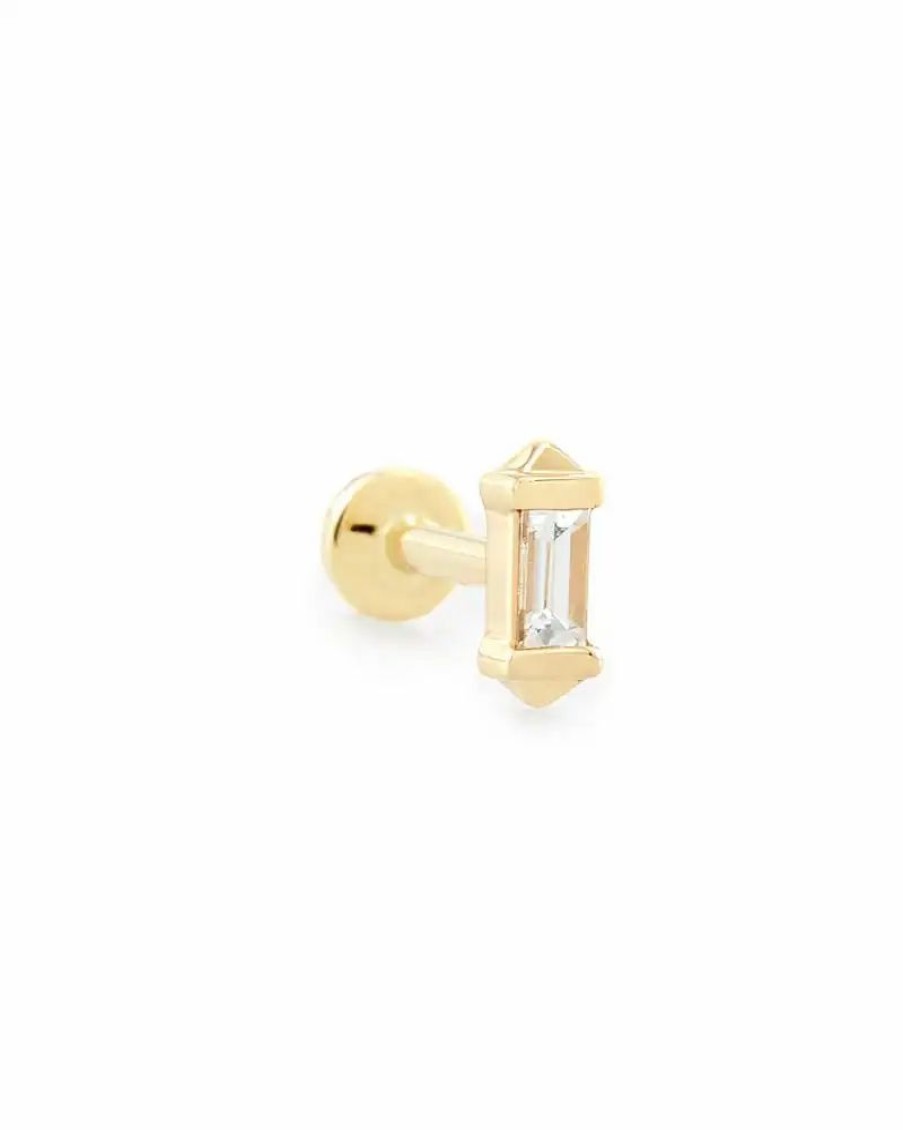 * Kendra Scott Sianna Mini 14K Yellow Gold Single Stud Earring In White Diamond | Earrings