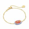 * Barbie X Kendra Scott Gold Elaina Satellite Reversible Bracelet In Pink Iridescent Glitter Glass | Bracelets