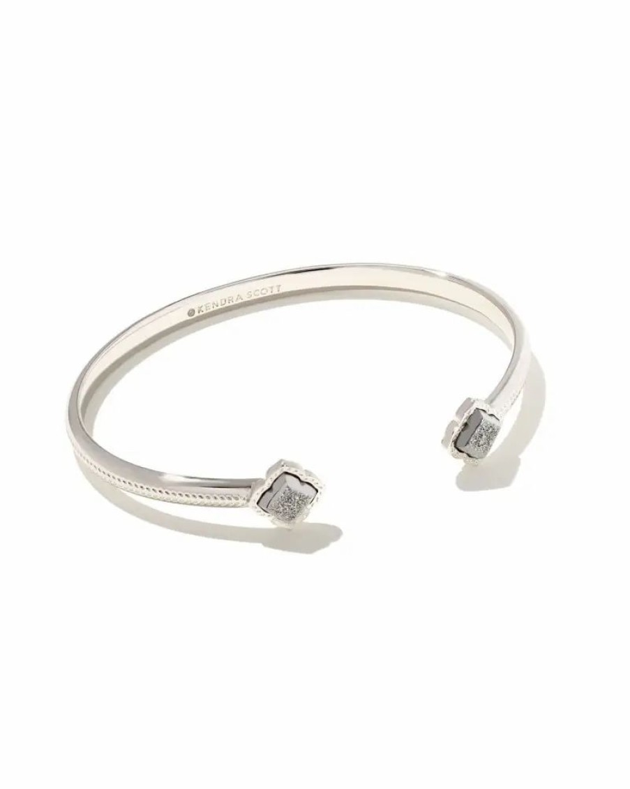 * Kendra Scott Mallory Silver Cuff Bracelet In Platinum Drusy | Bracelets