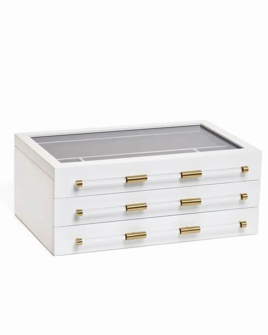 * Kendra Scott Large Antique Brass Jewelry Box In White Lacquer | Home & Accessories