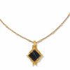 * Kendra Scott Cass Vintage Gold Long Pendant Necklace In Black Banded Agate | Necklaces