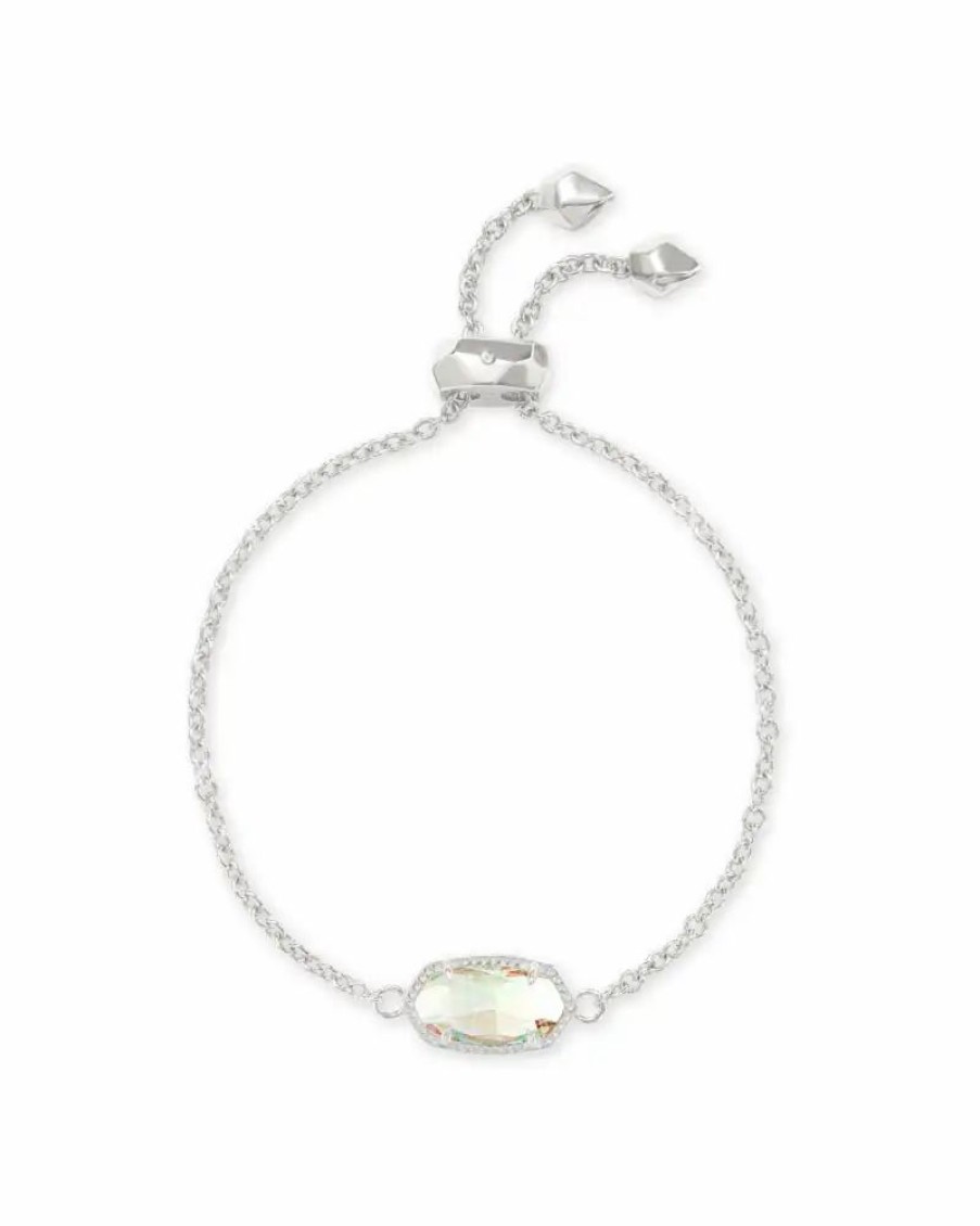 * Kendra Scott Elaina Silver Adjustable Chain Bracelet In Dichroic Glass | Bracelets