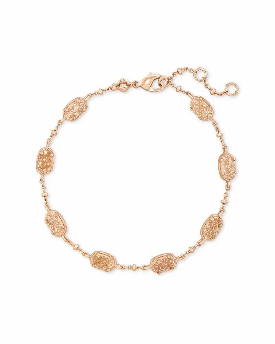 * Kendra Scott Emilie Rose Gold Chain Bracelet In Sand Drusy | Bracelets