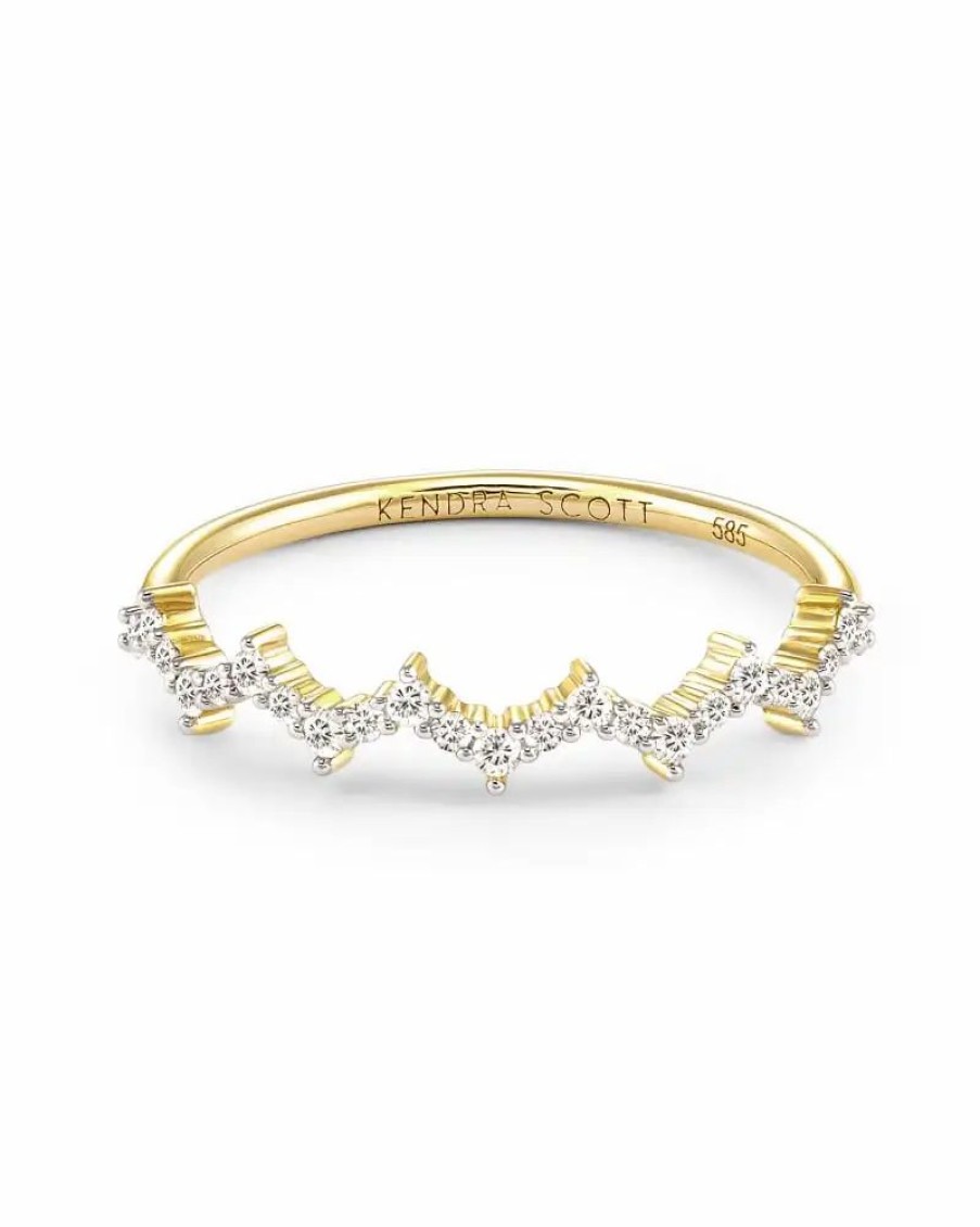 * Kendra Scott Finley 14K Yellow Gold Band Ring In White Diamond | Rings