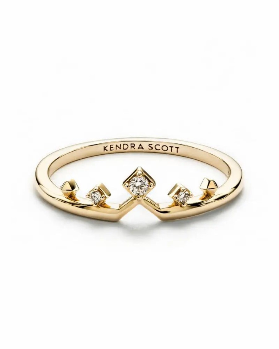 * Kendra Scott Michelle 14K Yellow Gold Band Ring In White Diamond | Rings