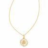 * Kendra Scott Letter A Gold Disc Reversible Pendant Necklace In Iridescent Abalone | Necklaces