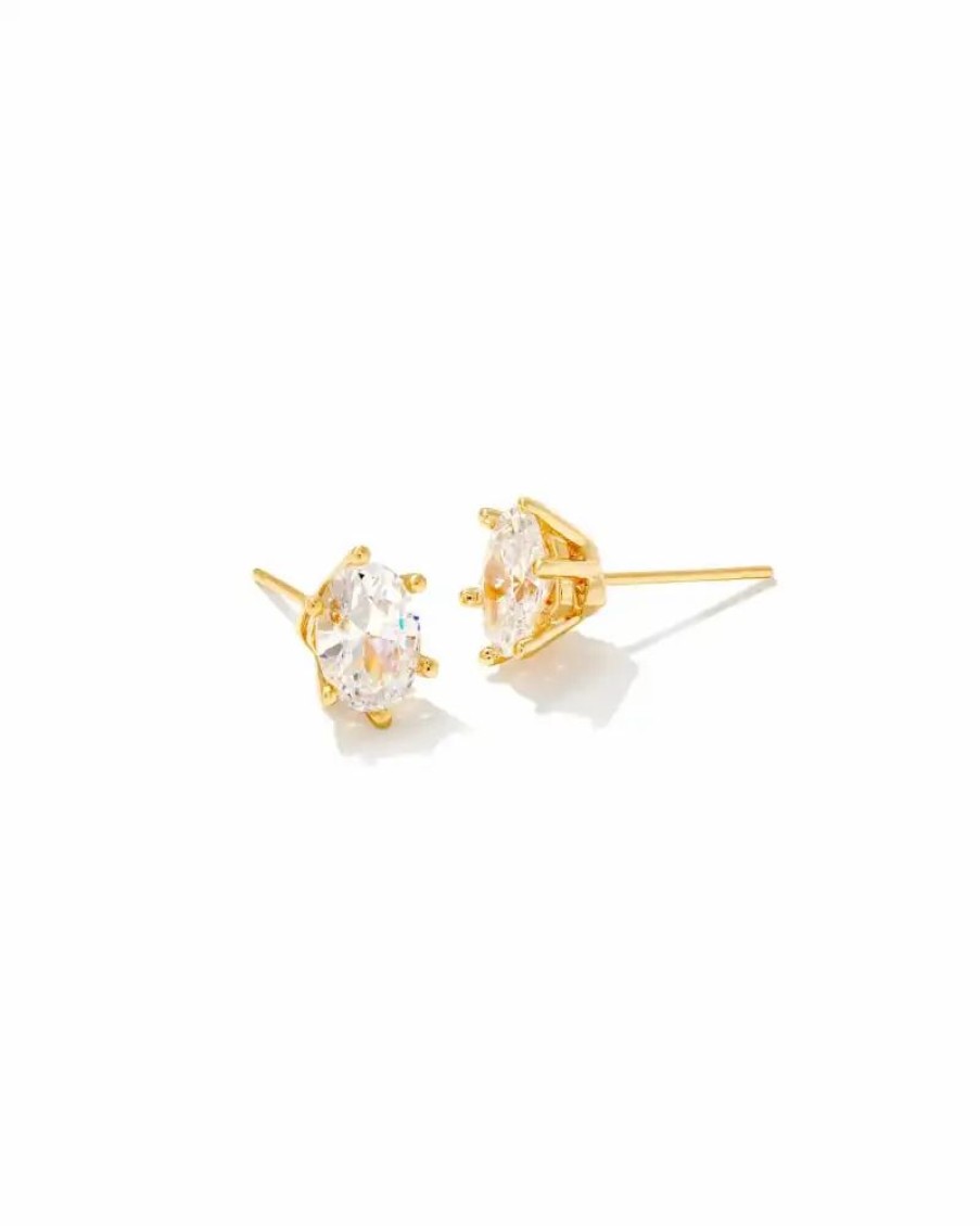 * Kendra Scott Cailin Gold Crystal Stud Earrings In White Crystal | Earrings