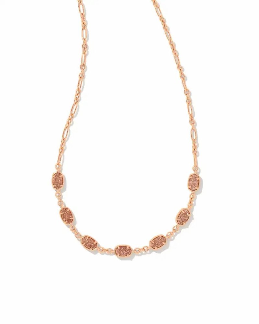 * Kendra Scott Emilie Rose Gold Strand Necklace In Sand Drusy | Necklaces