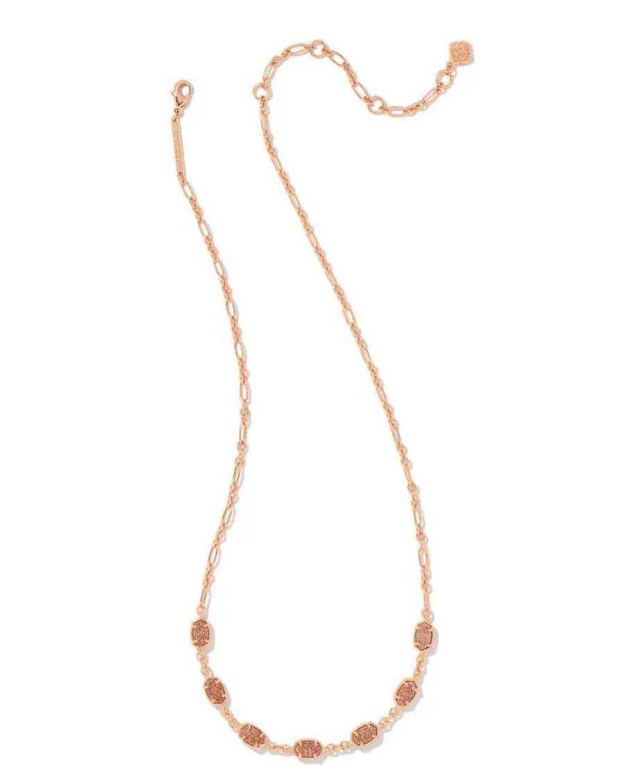 * Kendra Scott Emilie Rose Gold Strand Necklace In Sand Drusy | Necklaces