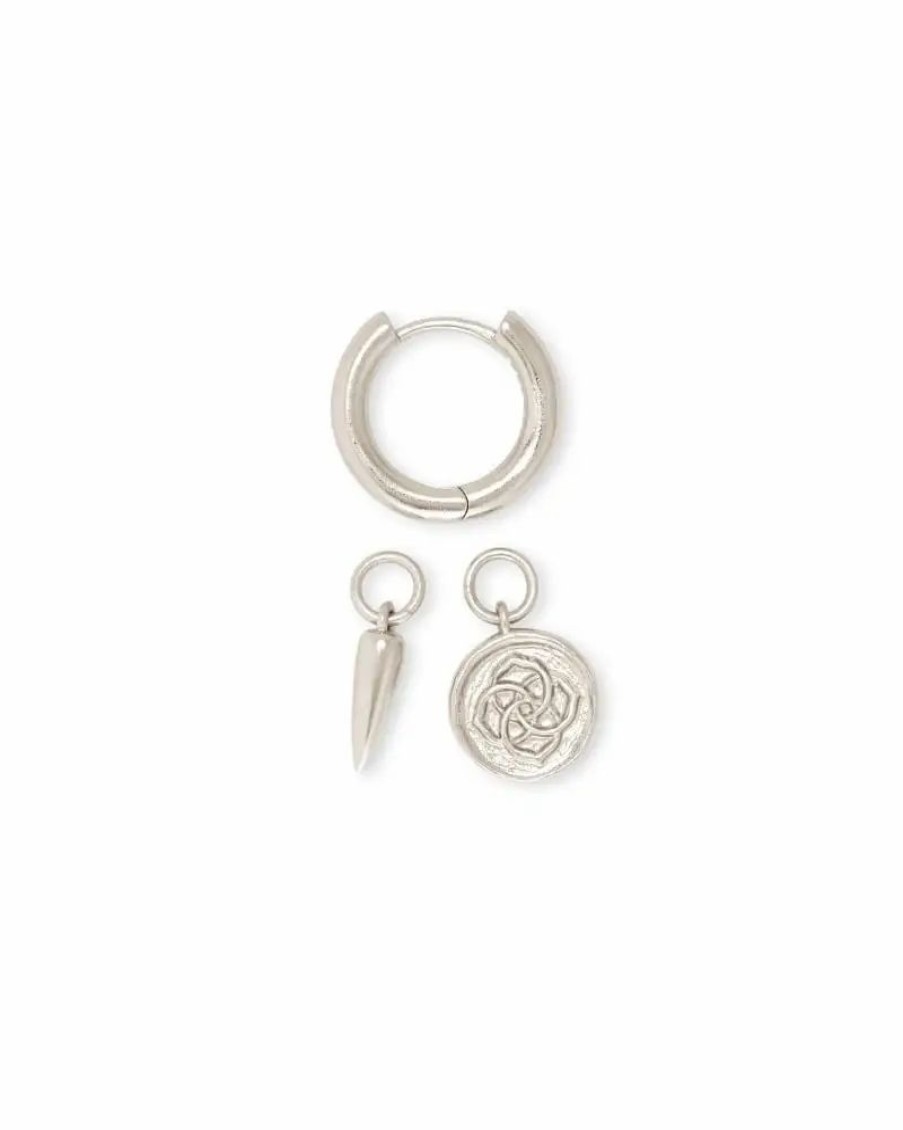 * Kendra Scott Dira Convertible Coin Huggies In Silver | Earrings