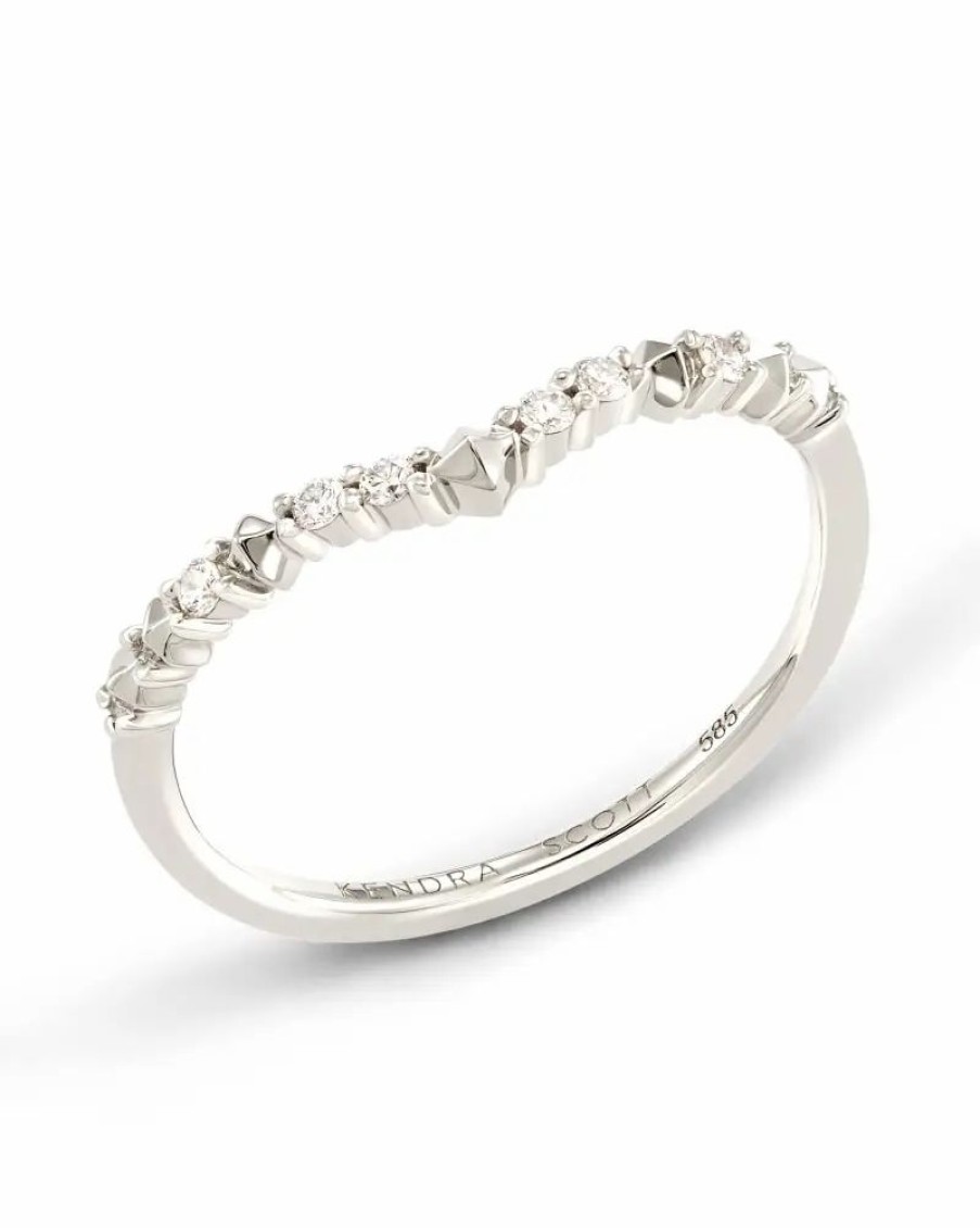 * Kendra Scott Jaclyn 14K White Gold Band Ring In White Diamond | Rings