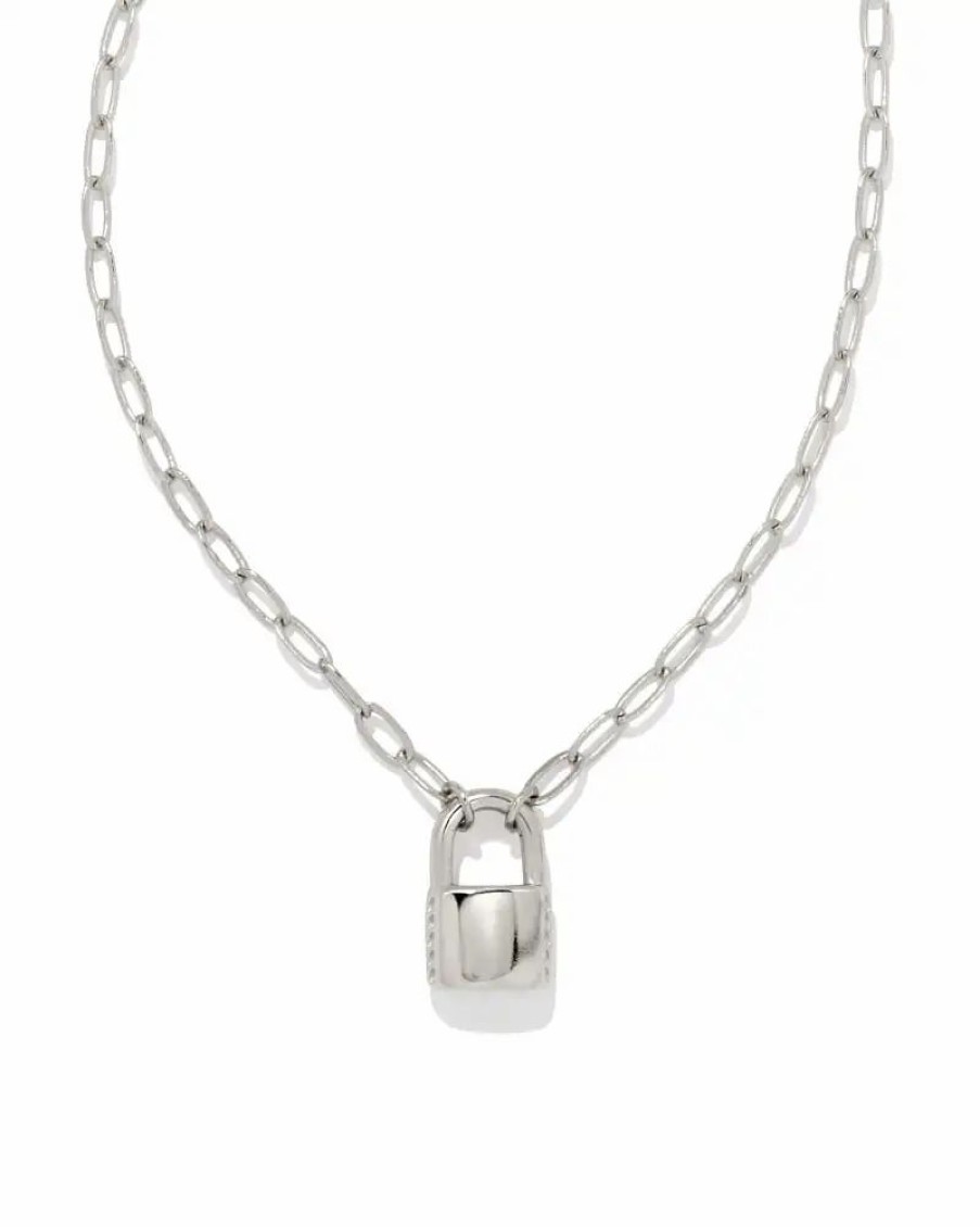 * Kendra Scott Jess Small Lock Chain Necklace In Silver | Necklaces