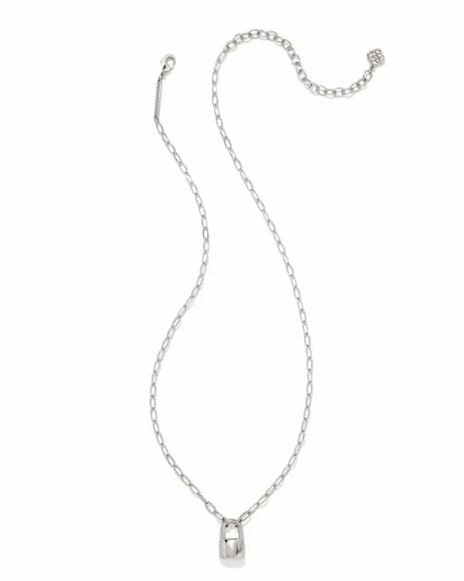 * Kendra Scott Jess Small Lock Chain Necklace In Silver | Necklaces