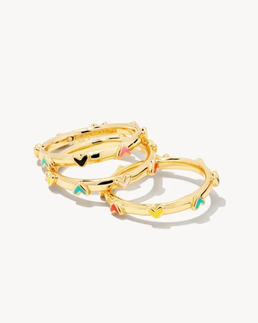 * Kendra Scott Haven Heart Gold Rings Set Of 3 In Multi Mix | Rings