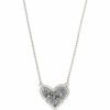 * Kendra Scott Ari Heart Silver Pendant Necklace In Platinum Drusy | Necklaces