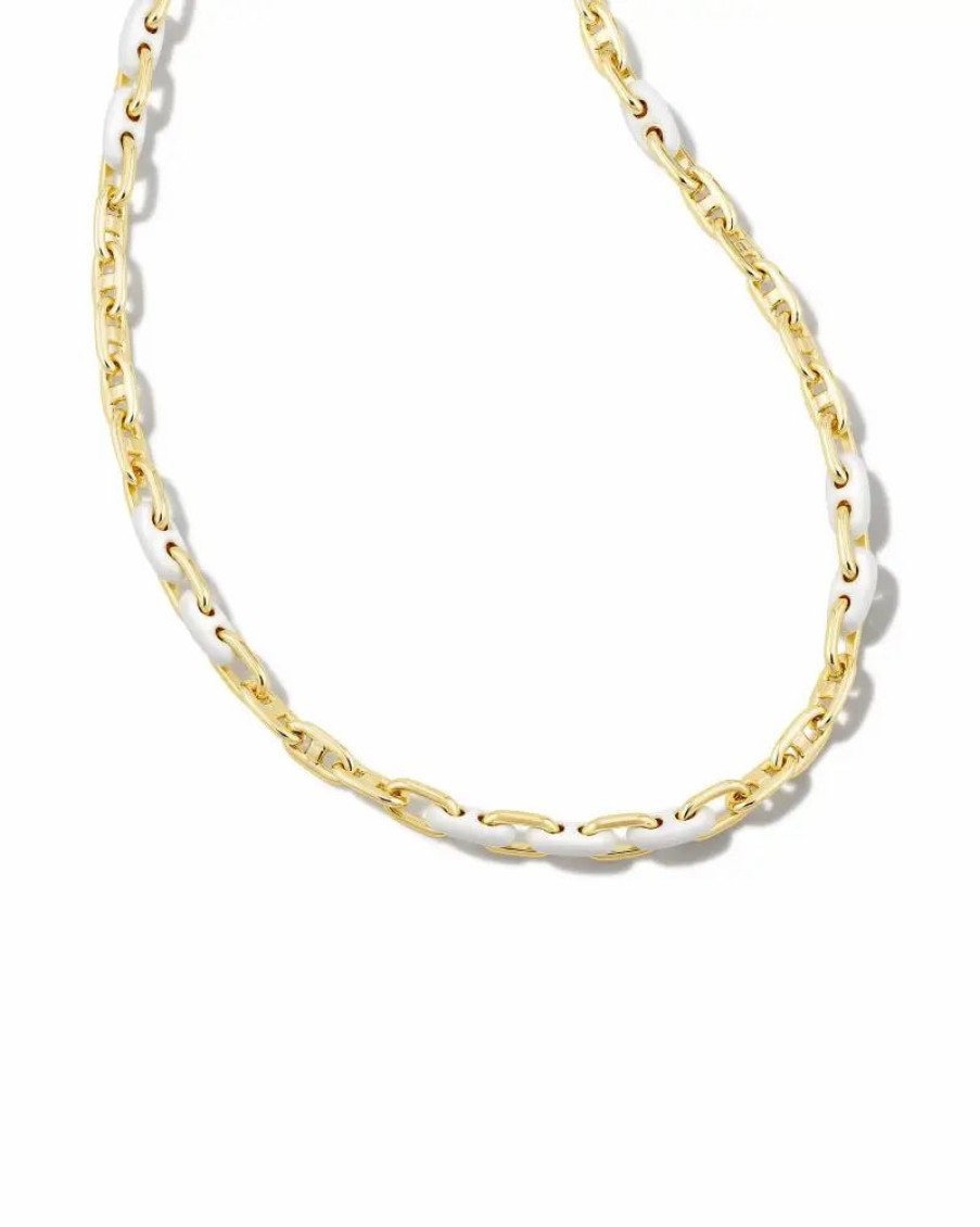 * Kendra Scott Bailey Gold Chain Necklace In White Mix | Necklaces