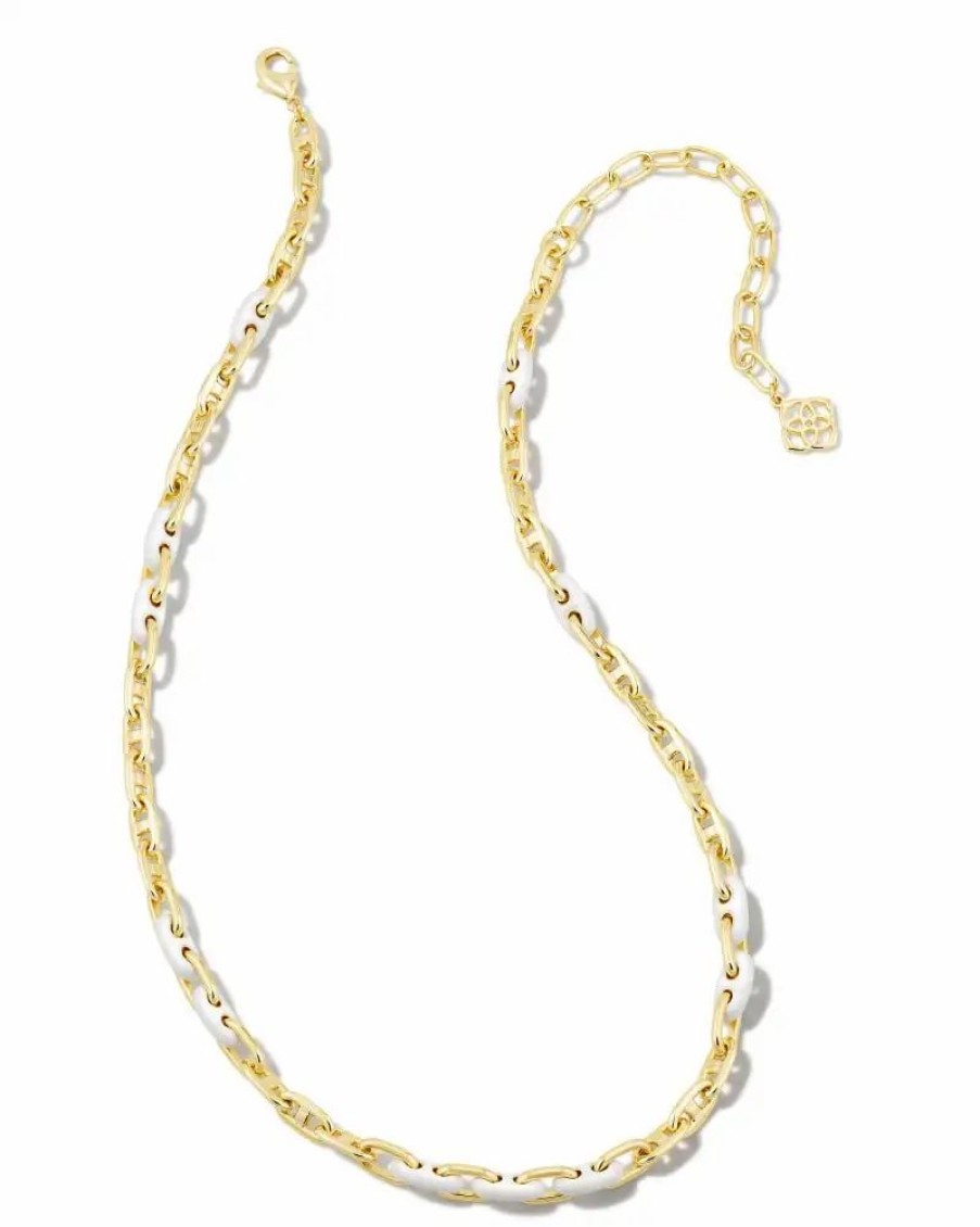 * Kendra Scott Bailey Gold Chain Necklace In White Mix | Necklaces