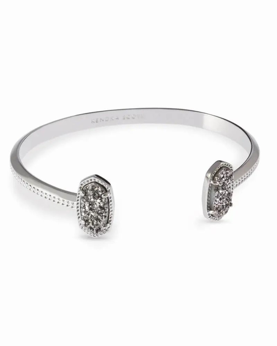 * Kendra Scott Elton Silver Cuff Bracelet In Platinum Drusy | Bracelets