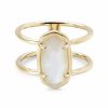 * Kendra Scott Elyse 18K Gold Vermeil Double Band Ring In Ivory Mother-Of-Pearl | Rings