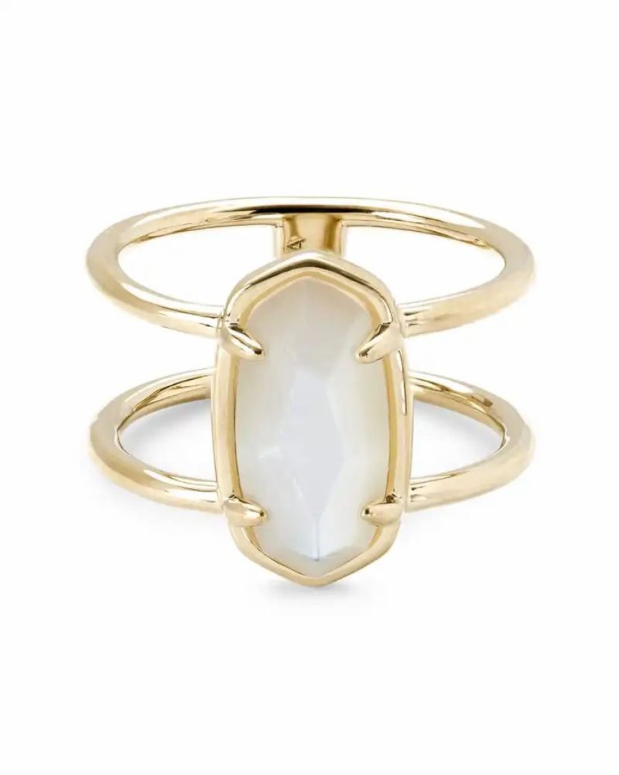 * Kendra Scott Elyse 18K Gold Vermeil Double Band Ring In Ivory Mother-Of-Pearl | Rings