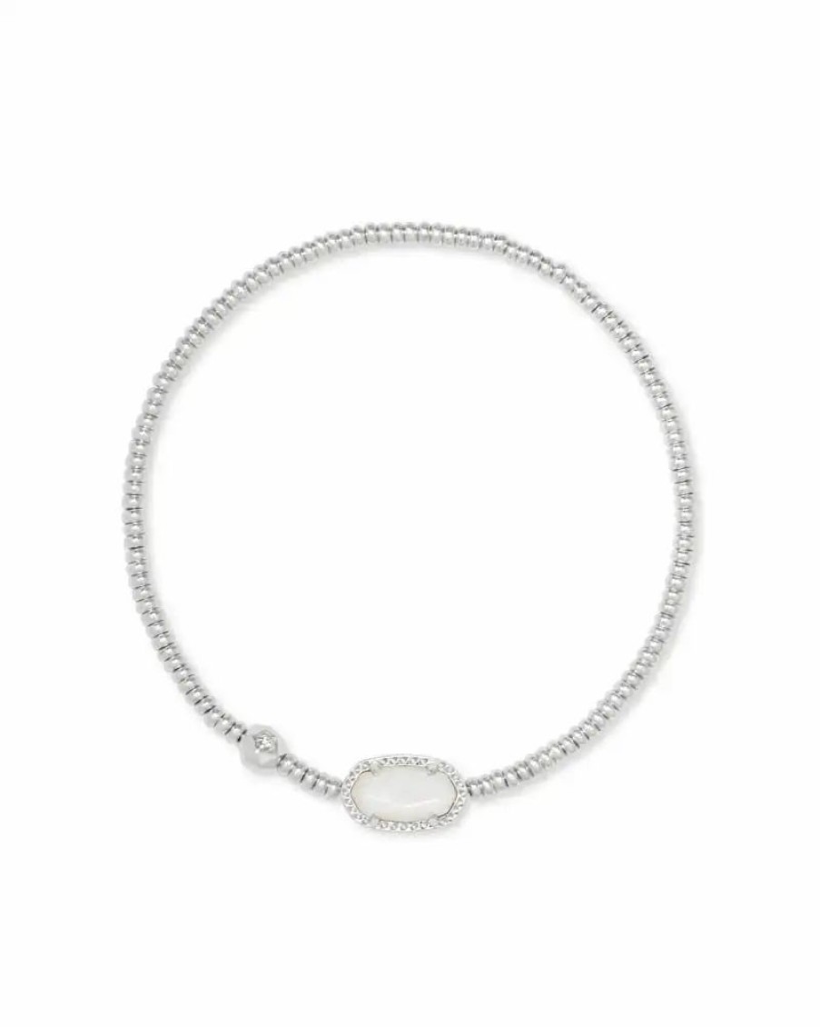 * Kendra Scott Grayson Silver Stretch Bracelet In Ivory Mother-Of-Pearl | Bracelets