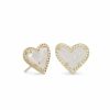 * Kendra Scott Ari Heart Gold Stud Earrings In Iridescent Drusy | Earrings